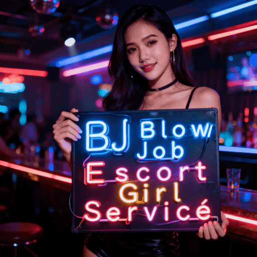KL Escort Girl Woman holding neon sign advertising escort services Malaysia Escort Sex in Kuala Lumpur